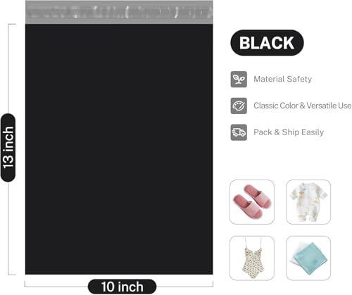 Image of Metronic Poly Mailers 10x13 120000 Pack, Small Shipping Bags for Clothing, Waterproof Mailers Poly Bags, Shipping Envelopes Mailing Bags for Business, Bulk, Black