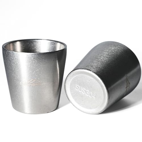 Erkundpresso. Set de 2 Tazas de Espresso 150ml, Acero Inoxidable 304 Plata Vintage Mate, Doble Pared Aislante, Apilable Irrompible, Resistente, Apto para lavavajillas, Café/Té/Beer, Viaje/Camping Erkundpresso. Set de 2 Tazas de Espresso 150ml, Acero Inoxidable 304 Plata Vintage Mate, Doble Pared Aislante, Apilable Irrompible, Resistente, Apto para lavavajillas, Café/Té/Beer, Viaje/Camping
