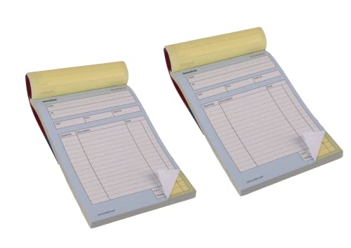 HOLBÉ 2 paquetes de 50 duplicados, 100 páginas de libro de facturas, tamaño A5, autonumerado, fácil de rasgar, cubierta dura impermeable, separador de repuesto