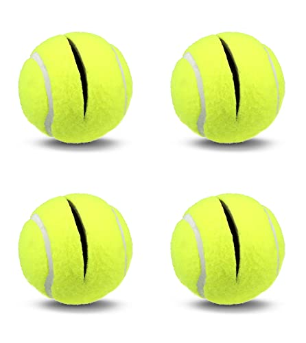 Image of AHS American Hospital Supply Tennis Balls for Walker Legs | Tennis Balls for Walkers for Seniors | Easy Installation Walker Gliders | Pack of 4 Precut Tennis Balls, Yellow