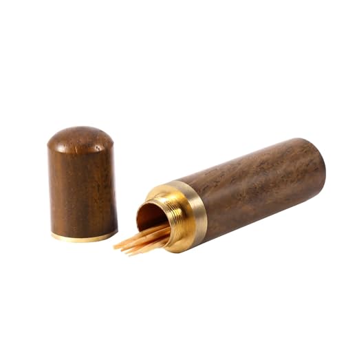 Wood Toothpick Holder Capsule Pocket Portable Toothpick Container Outdoor Toothpick Dispenser for Storing Sewing Needles (Ebony)