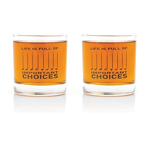 JEM GLASS Golf Whiskey Glasses - Set of 2 - Dishwasher Safe Print - Funny Golf Presents for Men, Women, Dad, Mom, Husband, Wife, Him, and Her (2) Cover