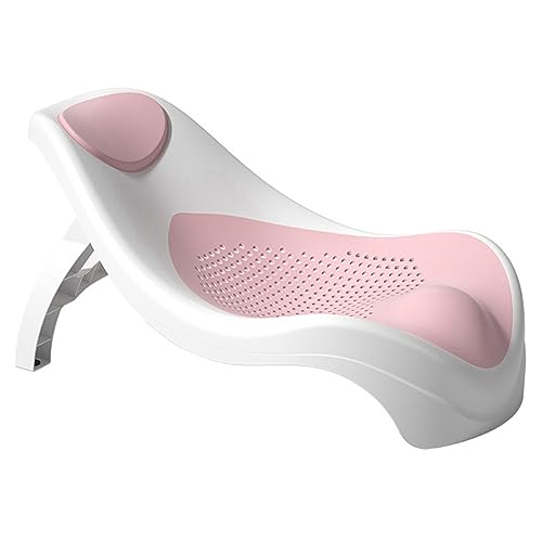 Support de bain pliable bébé réglable anti-glisse rose TPE - 2