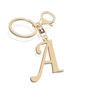 Cute Stainless Steel Gold Initial Letter Keychain for Women Girl, Charms for Key Handbag Backpack Bag, Personalized Gift