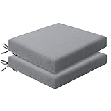 Favofamilie Outdoor Chair Cushions 19 x 19 x 2.5 Inch Set of 2, Water-Resistant & Fadeness Durable Patio Furniture Cushion for Garden Sofa Couch Chairs, Portable Comfort with Attach Ties, Dark Grey