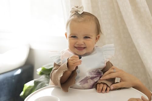Image of Tiny Twinkle Mess Proof Baby Bib for Girls | Waterproof Toddler Bib for Eating | Baby Apron for Feeding | Machine Washable | Perfect Shower Gift (Cotton Candy, 6-24M)