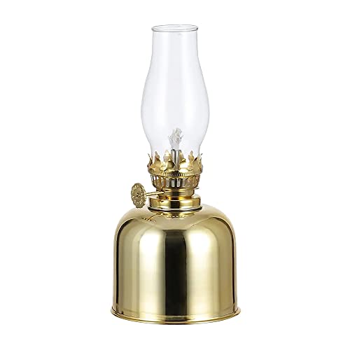 DLSixYi Lanterne à Huile d'urgence Domestique, Lampes à Huile de Chambre pour placage à l'or d'intérieur en métal, Lampe de Table au kérosène rétro américaine, Lampe à kérosène dorée Classique Cover