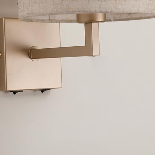 Lámpara de pared retro industrial E27 con pantalla de tela e interruptor negro 4