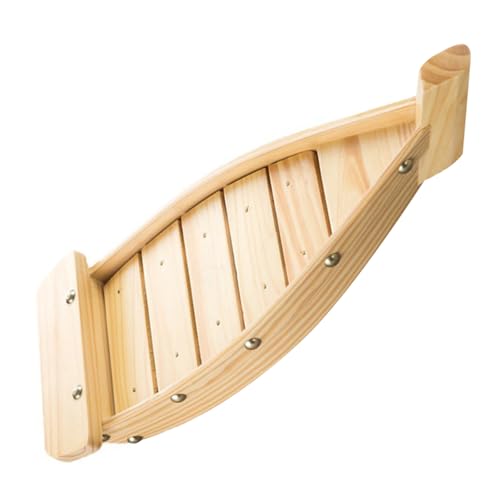 Bandeja de sushi de madera 37 cm con diseño de barco miniatura 1