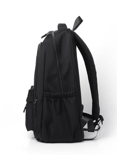 Water-Resistant Casual Backpack – Lightweight Travel Daypack with Laptop Compartment & Multi-Pocket Design (Black)4