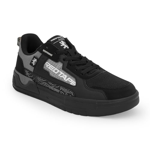 Image of Red Tape Men's Sneakers White Grey Pu Mesh Round Toe Lace-Up