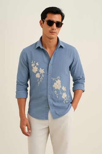 Image of Lymio Men Shirt | Premium Embroidered Shirt for Men | Long Sleeve Slim Fit Casual Shirts for Men | Trendy Wedding & Festive Ready (Packs Also Available) (01-04)