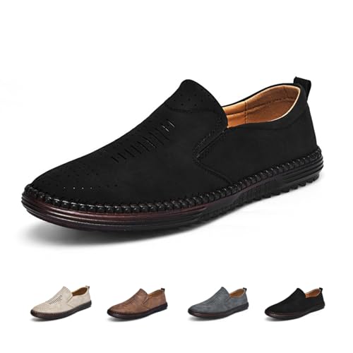 Men's Slip-On Orthopedic Leather Dress Loafers -Anti-Slip, Breathable & Comfortable with Arch Support for All-Day Wear