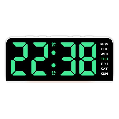 Reloj despertador LED multifuncional y lámpara de noche con pantalla de hora, temperatura semanal, brillo ajustable, 12/24 repetición de repetición, reloj despertador digital LED