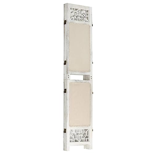 Paravent stable et peu encombrant 4 panneaux crème en tissu lavable - 3