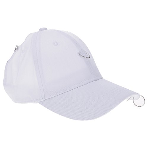 MMRM Nouveau Casquette de Baseball Unisexe à Capuchon Hip Hop Snapback avec Bague en Métal(blanc avec la goupille d'anneau)