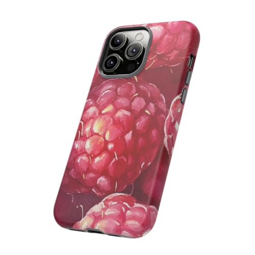 Coque rigide mate iPhone 14 Pro Max rose Aquarelle Framboises anti-trace - 2