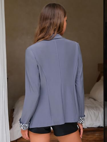 EXLURA Women Casual Long Sleeve Leopard Cuff Blazers Open Front Stretchy Knit Blazer Business Work Office Suit Jacket Pockets4