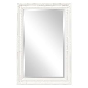 Howard Elliott Queen Ann Rectangular Glossy White Wall Mirror, Rectangle Hanging Wood Framed Vanity Mirrors for Home Decor, Living Room, Bathroom, Bedroom, or Hallway, 24 x 36 Inch