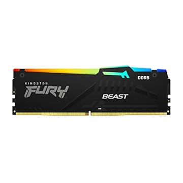 Kingston Módulo único de memória de desktop FURY Beast RGB 8GB 5200MT/s DDR5 CL40 DIMM | Intel XMP 3.0 | Tecnologia de sincronização infravermelha | Estabilidade de overclocking | KF552C40BBA-8