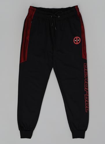 Image of Free Authority Official Deadpool Graphic Printed Black Regular Fit Jogger for Men