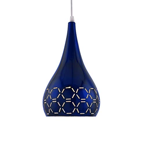 Image of Homesake Glossy Spining Top Hanging Pendant Lamp, Ceiling Light (Blue, Cross-Cut)