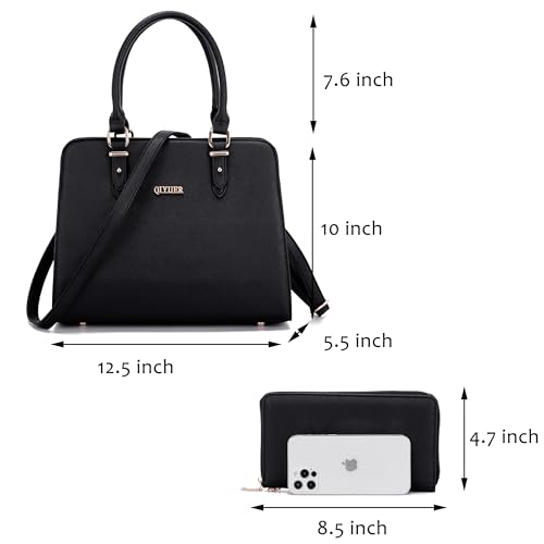 Image of Qiyuer Satchel Purses For Women Handbag And Wallet Set Tote Bag | Premium Vegan Leather,Matching Wallet,RFID Blocking,Work,Casual