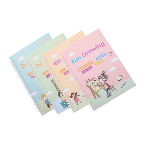 lurrose 魔法の溝付き硬筆練習字帖 幼児向け全英文版 書道練習ペン付き 書く力育成 プリスクール学習用手書きトレーニングブック