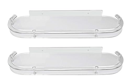 Image of 18inch Oval Transparent ABS Plastic Unbreakable Bathroom Shelf | Wall Mount Rack & Organizer for Kitchen & Bathroom | Durable, Rust-Free, Space-Saving Storage Shelf (Pack of 2)