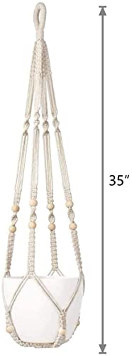 Aain Macrame Cotton Plant Hanger, Ceiling Hook Hanger, Rope Flower Pot Holder For Indoor Outdoor Balcony Garden, Home Decor Flower Planter Hanging Rope [Pack of2] (Off White)