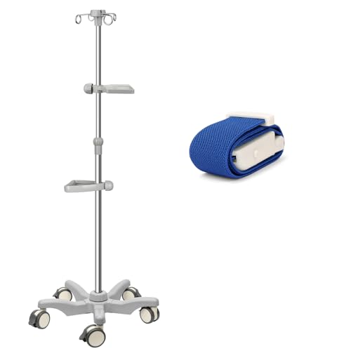 SENUN 点滴スタンド 点滴台 ivスタンド 【病院同仕様・軽い・安定・ブレーキ機能付き】 点滴棒 点滴 スタンド 高さ調節可110-200cm 移動式 回転キャスター 駆血帯付き 介護 在宅 【国内検品済】 (基本セット)