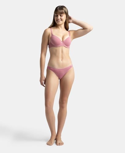 Image of Jockey 1245 Women Under-Wired Padded Super Combed Cotton Elastane Stretch Medium Coverage T-Shirt Bra with Detachable Straps