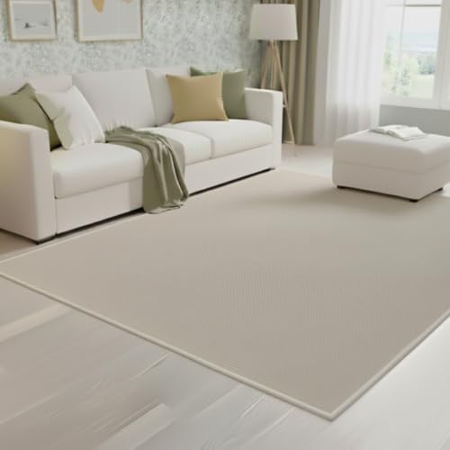 Alfombra Veleta Beige De Bucles Grandes Robusta Y Elegante Para Cualquier Estancia 9 Tamaños Y 5 Fondos Disponibles 13 Mm Grosor Base Fieltro Uso Doméstico Y Comercial- 150x200 Cm-F. Beige