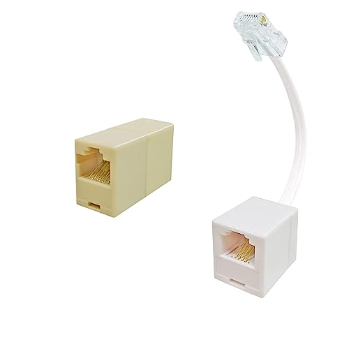 Jekewin RJ45 Ethernet Cable 5.7 Inch Connector(F-to-F Type) and RJ45 to RJ11 Adapter