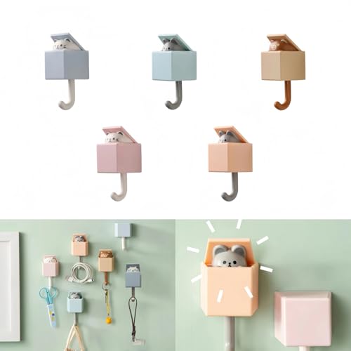 Ruylinare 5PCS Cute Wall Hooks for Keys, Coats & Home