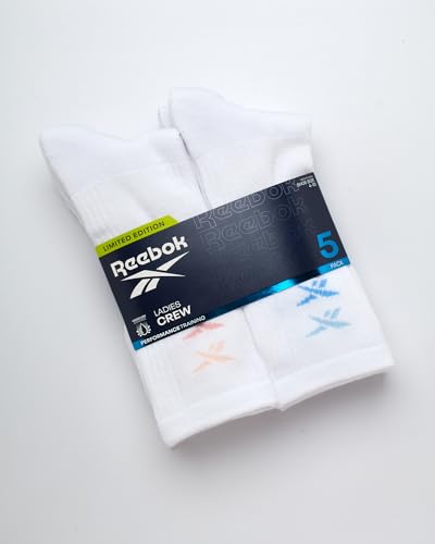 Reebok Womens Crew Socks - 5 Pack Athletic Performance Moisture-Wicking Cushioned Mid Calf Socks for Women (Sizes: 4-10)2