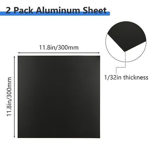 ZOFUN 2 Stück Aluminium-Metall Aluminiumplatten schwarz, 300 x 300 MM Alublech 1mm Aluminiumblech Alublech 1mm aus 5052-Aluminium, Aluverbundplatte Schwarz for die industrielle Heimwerker