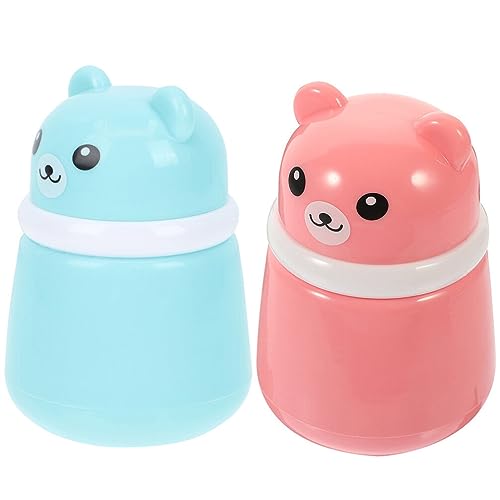 Luxshiny 2pcs Baby Powder Puff Box Body Powder Container Travel-Ready Cartoon Bear Design