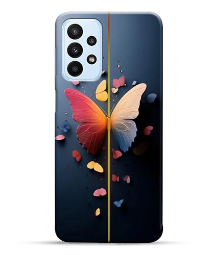 Image of Stylish Butterfly Printed Hard Back Case Cover Compatible for Samsung Galaxy A23 LTE | A23 5G | Samsung A23 5G (Multicolor) - D1665