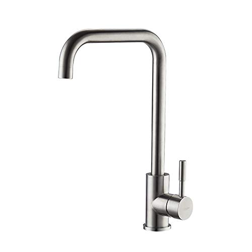 Robinet de cuisine en acier inoxydable massif au design architectural épuré