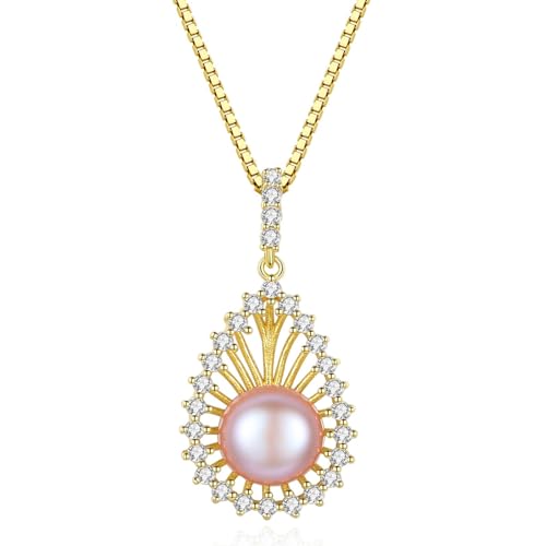 Collier en argent 925 pour femme avec pendentif larme creuse et perle