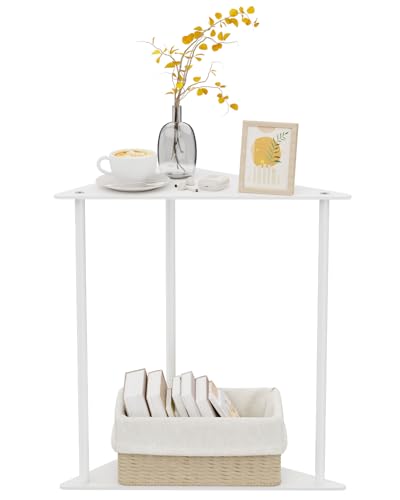 Yawinhe Table d’appoint, Métal Table Basse Triangle à 2 Niveaux,Table de Chevet pour Petits Espaces,Bureau d'ordinateur,Table de Canapé pour Salon,48 cm...
