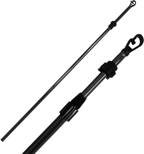 ACCURATE 2.4M Extending Washing Line Prop Pole, Durable & Heavy Duty Pole, G Shaped Hook with Twist & Lock Screw Mechanism for Home Garden Pole Clothing Laundry Support (BLACK)