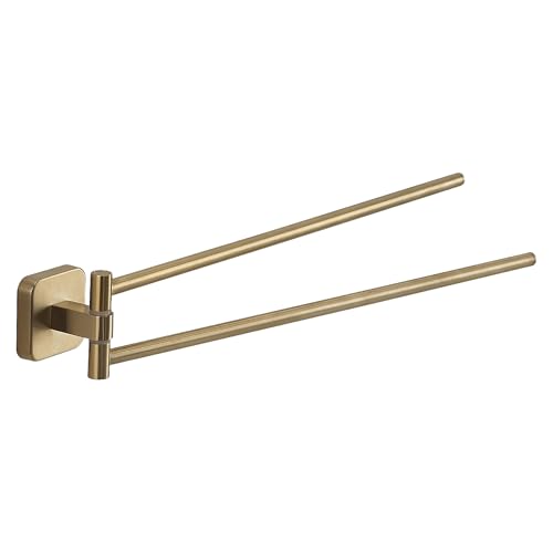Gedy Tonga Toallero de baño Pared Doble, Oro Mate, Acero Inoxidable, 4,7 x 39,1 x 5,8