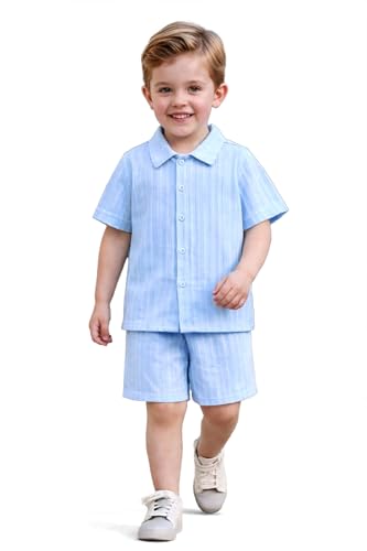 Image of Fashion Dream Boys Cotton Blend Solid Co-ord Set|Boys Co-ord Set|Boy's Clothing Set|Boy's 2 Piece Set|Clothing Set|Boys Shirt and Short Set|Co-ords