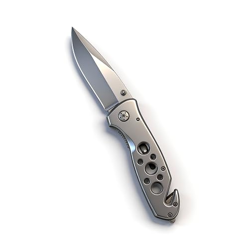Navaja plegable, 20 cm de longitud total - Navaja afilada para actividades al aire libre y supervivencia con hoja de acero inoxidable de 8,3 cm. Incluye clip para cinturón y funda.