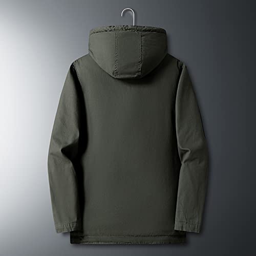 Puffer Jacket For Men,Men's Winter Sherpa Fleece Lined Hooded Coat Chunky Warm Zipper Button Thicken Cotton Coat #TOP3