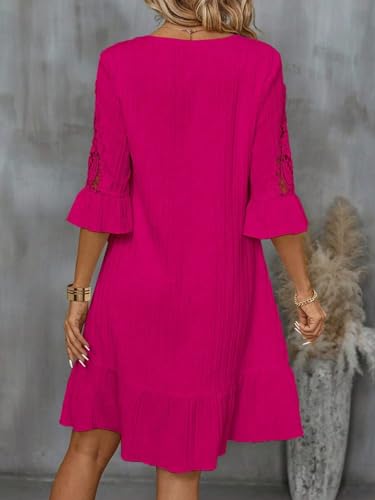 Women's short sleeve dress Solid Color Medium Sleeve Dress2