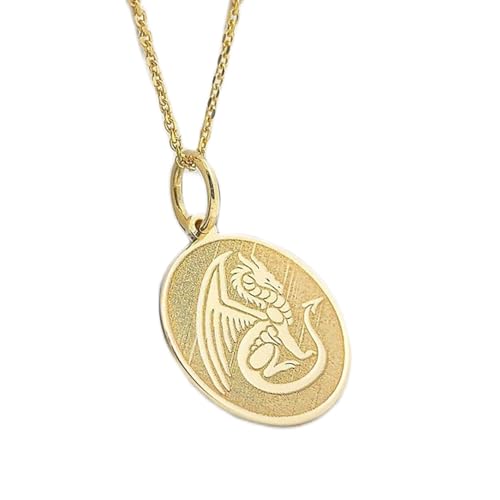 Collier pendentif pièce dragon 24 mm en argent plaqué or, le bijou durable qui ne ternit pas