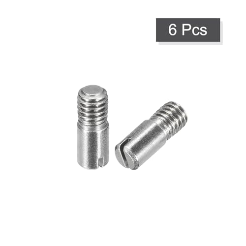 sourcing map 10 Stück M6 x 16mm geschlitzter Zylinderstift aus 304 Edelstahl mit Außengewinde zur Positionierung von Möbeln und Schränken